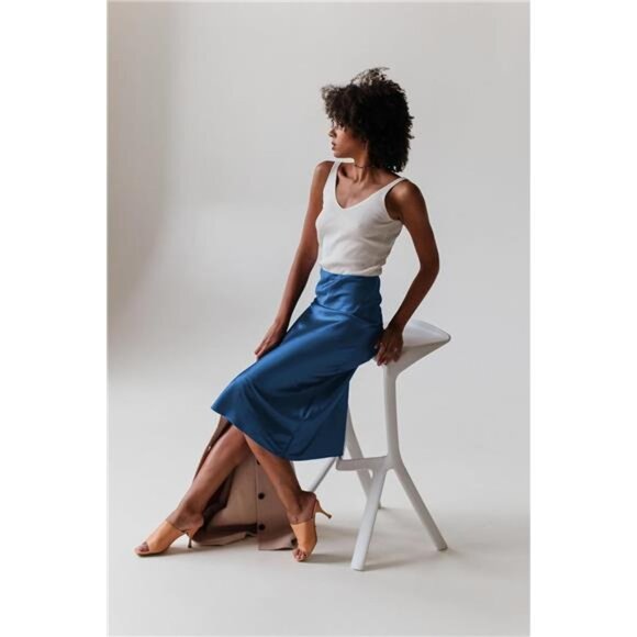 Skirts for Women Jacquard High Waist Skirt Black Elegant Midi Skirt Satin - Picture 4 of 6